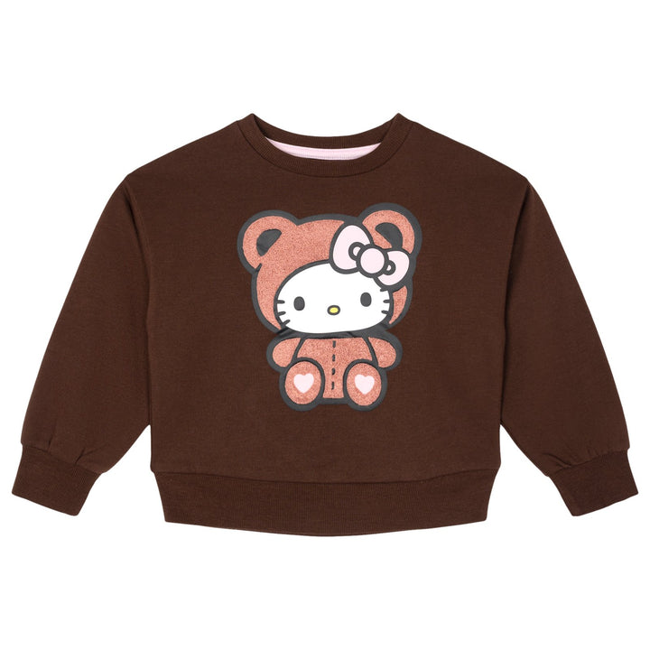 Hello Kitty Girls' Fleece 2-Piece Sweatshirt and Pants Set Cocoa