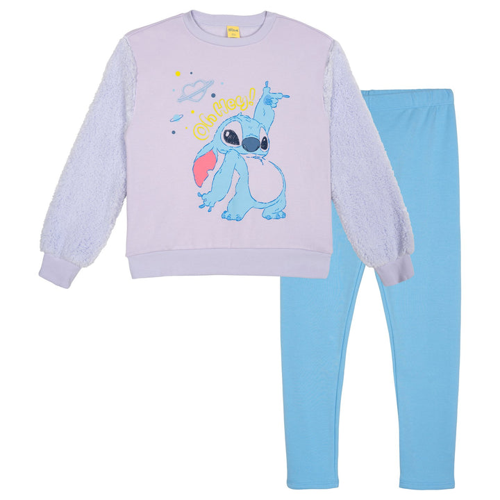 Lilo & Stitch Girls' Fleece Sweatshirt and Leggings Set Lavender Blue