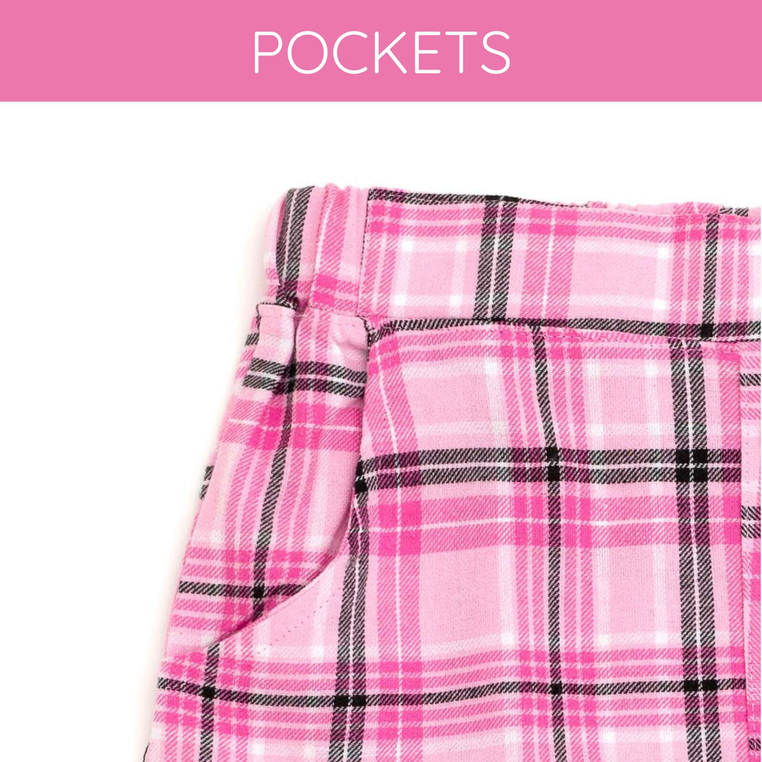 Hello Kitty Girls' 2-Piece Tee and Plaid Skirt Set Pink