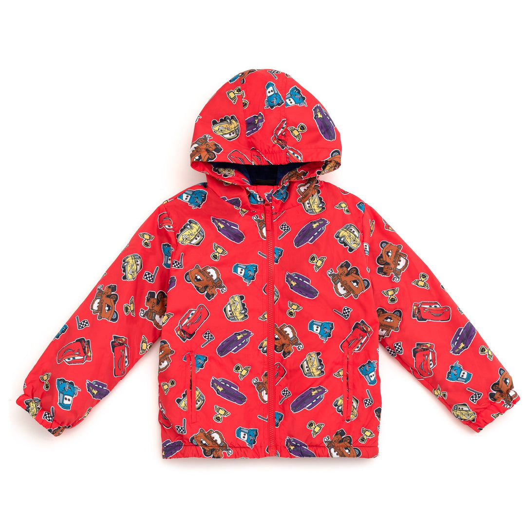 Cars Boys' Fleece Hooded Rain Jacket Lightning McQueen Red