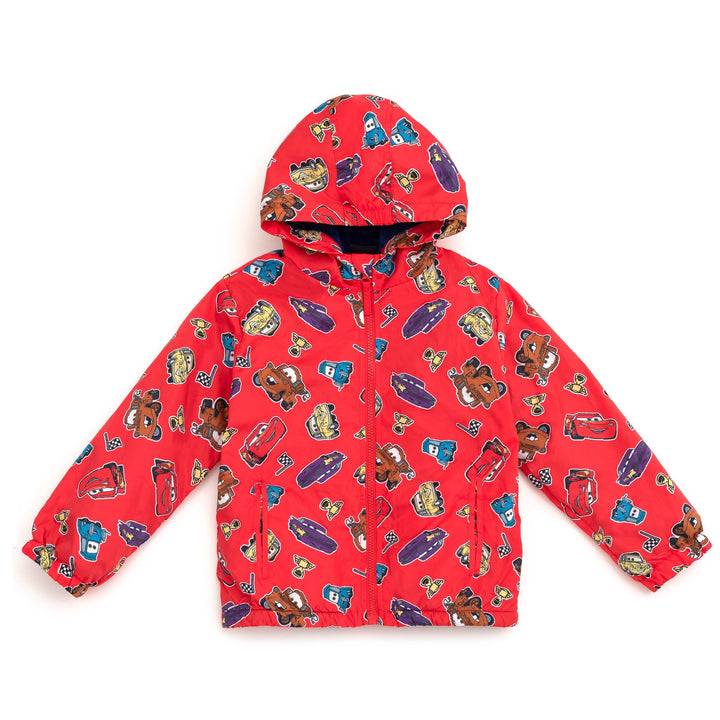 Cars Boys' Fleece Hooded Rain Jacket Lightning McQueen Red