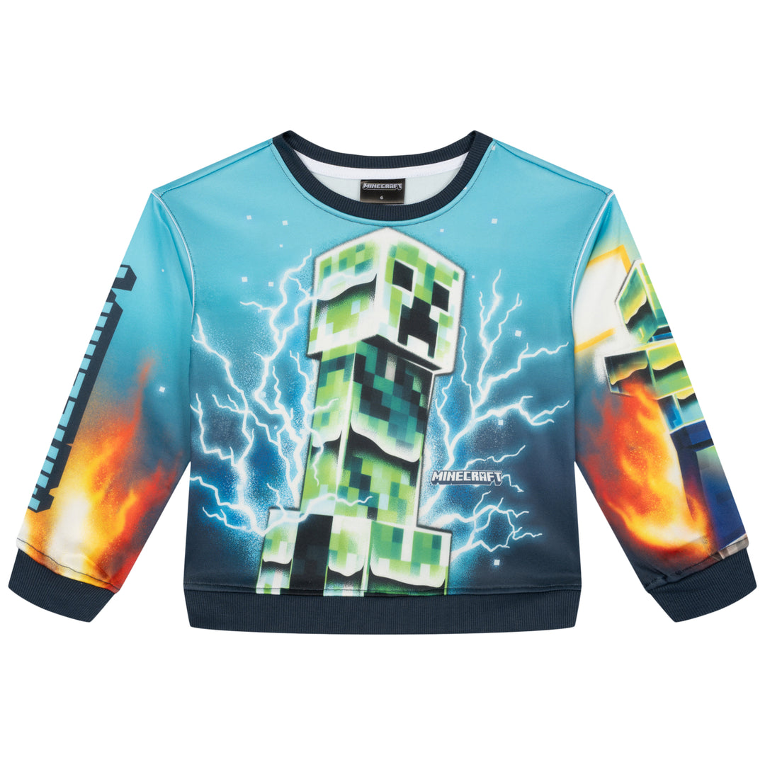 Minecraft Boys' 2-Piece Fleece Sweatshirt and Joggers Set Navy
