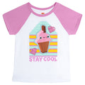 LEGO Girls' Short Sleeve Graphic T-Shirt Ice Cream Raglan Pink