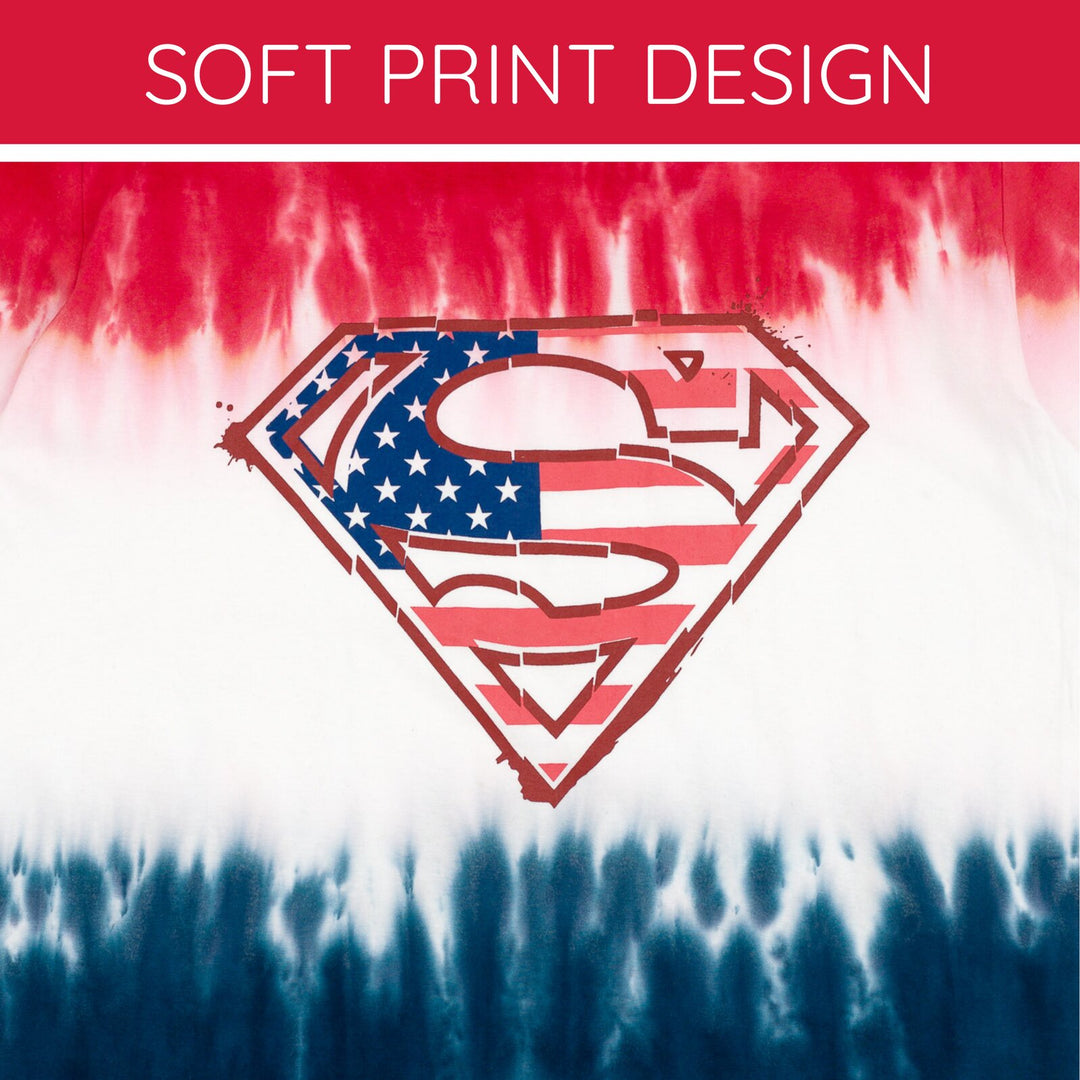 DC Comics Justice League Superman Men's July 4th T-Shirt Blue Tie Dye