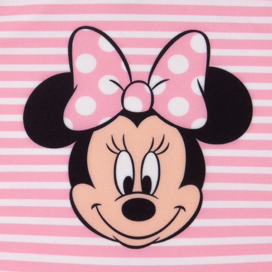 Minnie Mouse Girls' Swimwear 2-Piece Rash Guard and Bikini Set Pink Polka Dot