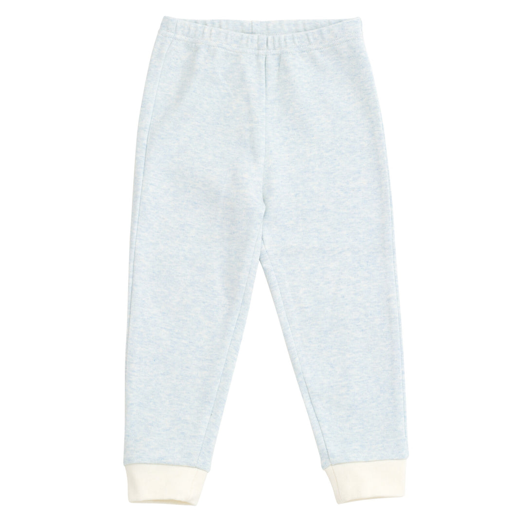 Cozeeme Loungewear 2-Piece Tee and Pants Set Heather Blue Ivory