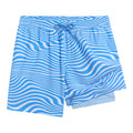 Dreamwave Men's Compression Liner Swim Trunks with Phone Pocket 7 inch Inseam Anti Chafing Blue White Waves