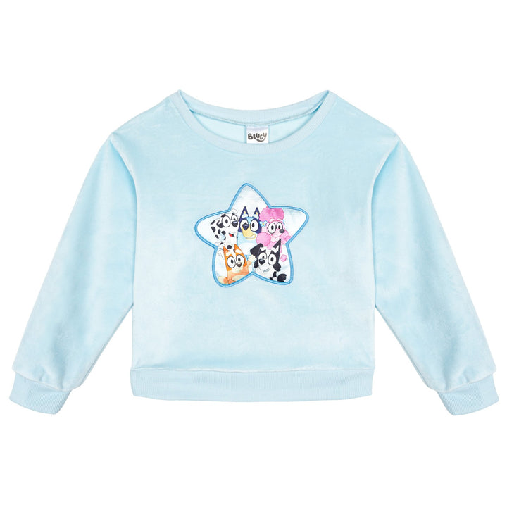 Bluey Girls' Velour Sweatshirt and Pants Set Friends Blue
