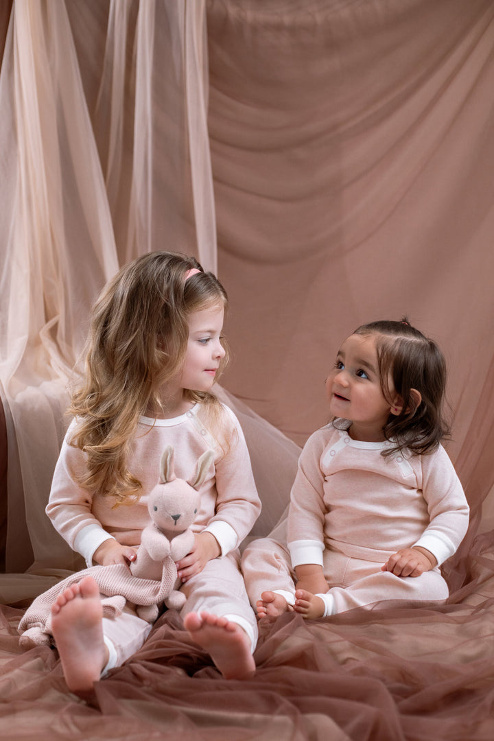 Cozeeme Girls' 2-Piece Tee and Pants Set Heather Pink White