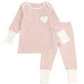 Cozeeme Girls' 2-Piece Tee and Pants Set Ribbed Pale Pink