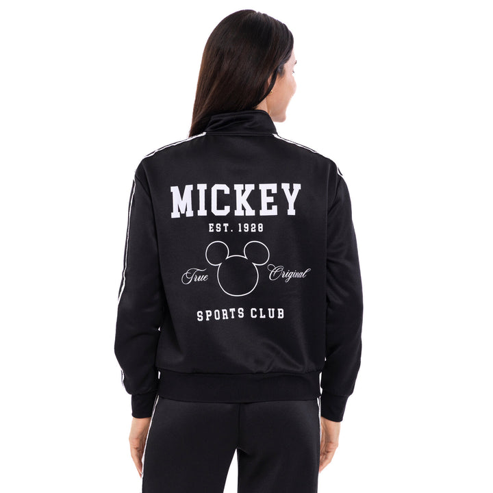 Disney Mickey Mouse Women's Athletic Zip-Up Track Jacket Black
