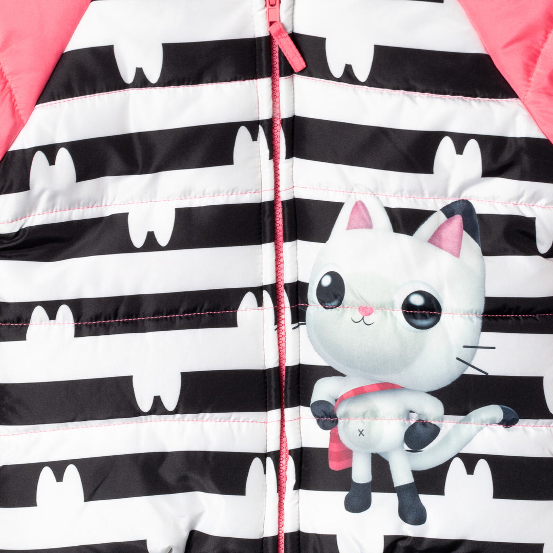 Gabby's Dollhouse Pandy Paws Girls' Hooded Zip-Up Puffer Jacket Pink