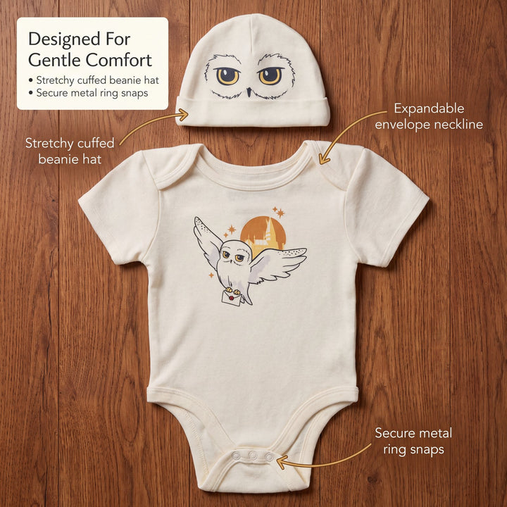 Harry Potter Hedwig Baby Boys' 2-Piece Cosplay Bodysuit and Hat Set Cream