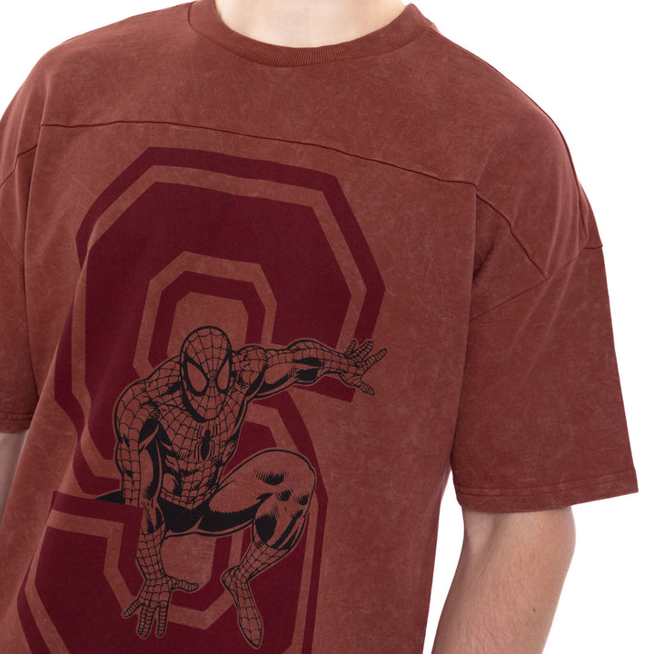 Marvel Spider-Man Men's Short Sleeve T-Shirt Spiderman Rust Red