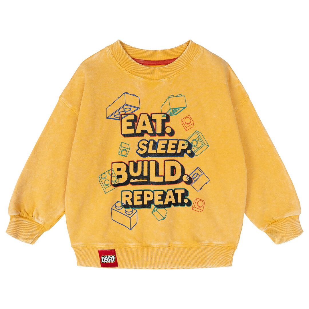 LEGO Crewneck Pullover Sweatshirt Yellow Mineral Wash