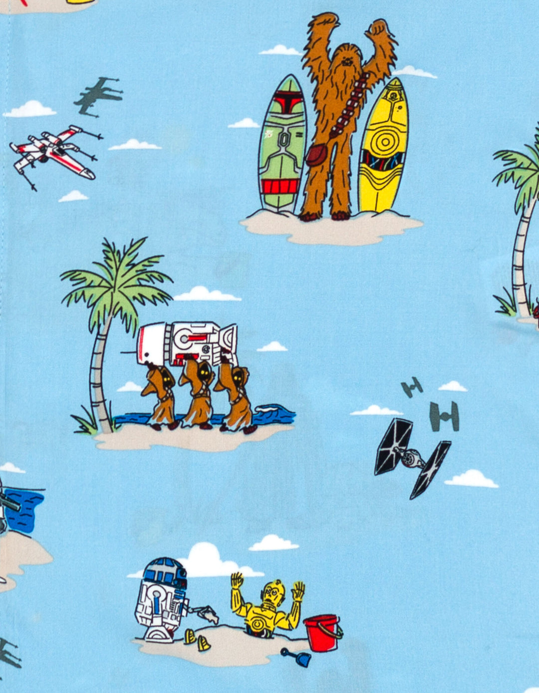 Star Wars Men's Hawaiian Shirt, Dress, Short Set and Romper Vader Boba Blue
