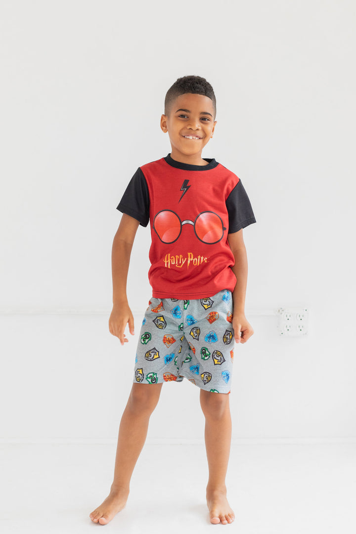 Harry Potter Little Boys' 3-Piece Short Sleeve Pajama Set Red Heather Gray