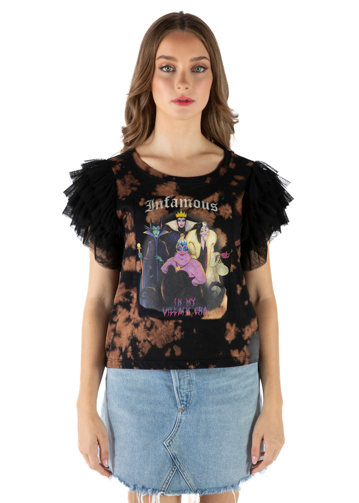 Disney Villains Women's Short Sleeve T-Shirt Black Rust Wash