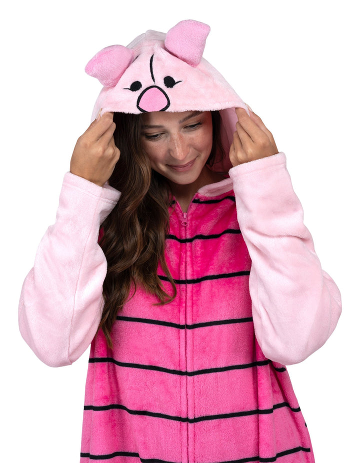 Disney Winnie the Pooh Piglet Adult Men or Women Coverall Stripe Pink