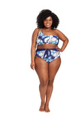 LYSA Women's Cropped Swimwear Bikini Top Blue Watercolor