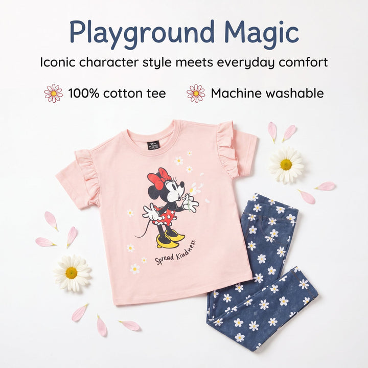 Minnie Mouse Girls' Ruffle T-Shirt and Jeggings Set Pink Blue