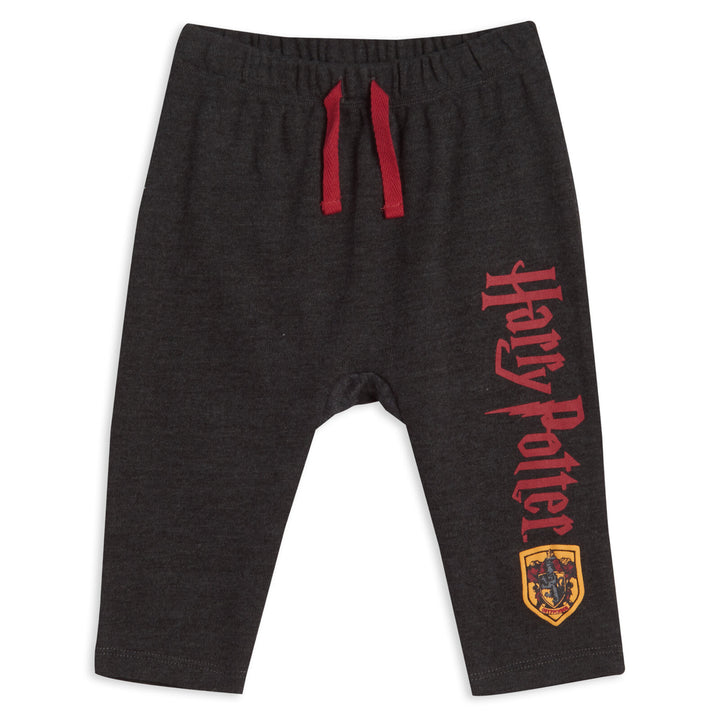 Harry Potter Baby 4-Piece Bodysuit Tee and Pants Set Red Grey