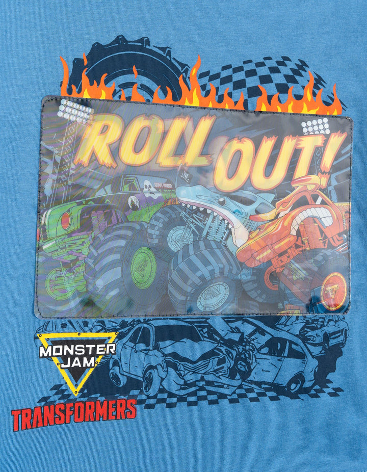 Monster Jam Transformers Boys' 3D Novelty Short Sleeve T-Shirt Slate Blue