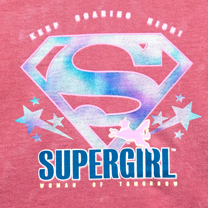 DC Comics Justice League Supergirl Girls' Cropped 2-Piece T-Shirt and Skort Set Pink Wash