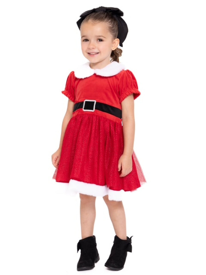 imagikids Girls' Holiday Short Sleeve Tulle Dress Red and White