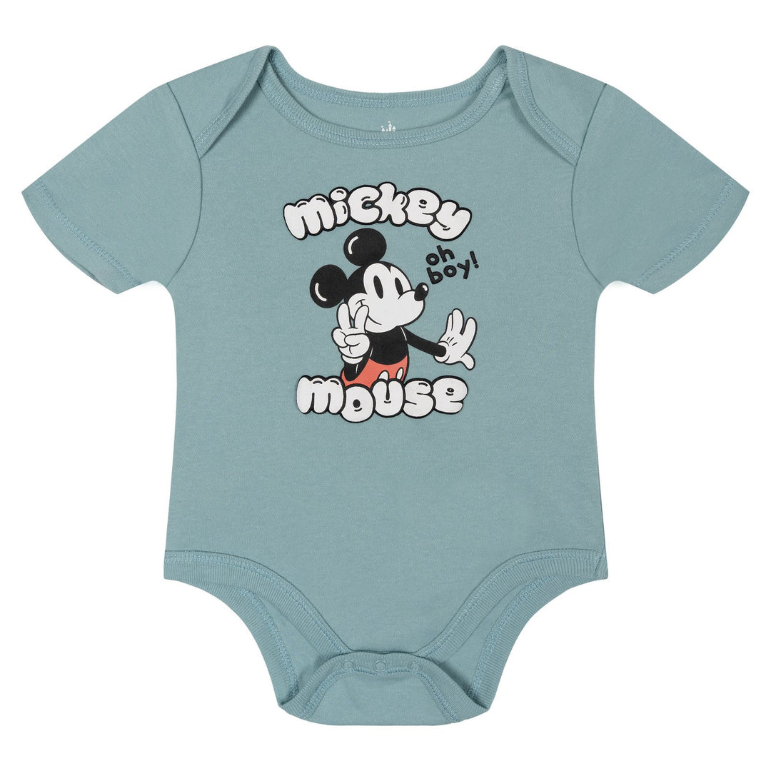 Disney Mickey Mouse & Friends Baby Boys' 3-Pack Short Sleeve Bodysuits Red Blue