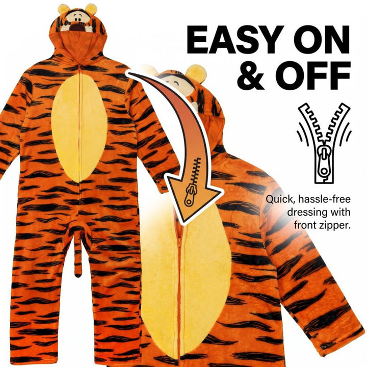 Disney Winnie the Pooh Tigger Adult Men or Women Coverall Stripe Orange