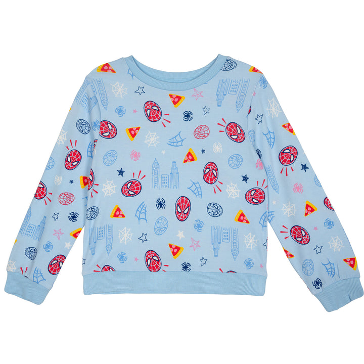 Marvel Spider-Man Boys' Loungewear 2-Piece Sweatshirt and Pants Set Light Blue