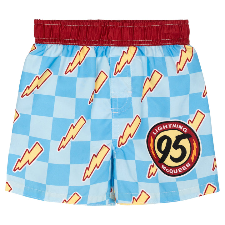 Cars Lightning McQueen Swimwear 2-Piece Rash Guard and Swim Trunks Set Racing