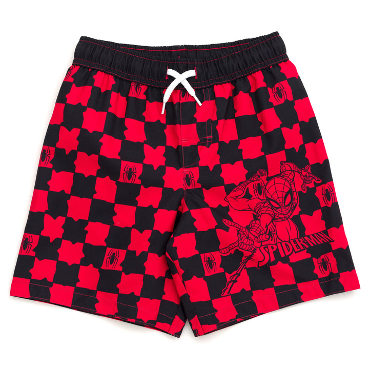 Marvel Spider-Man Boys' 2-Piece Rash Guard and Swim Trunks Set Red Black