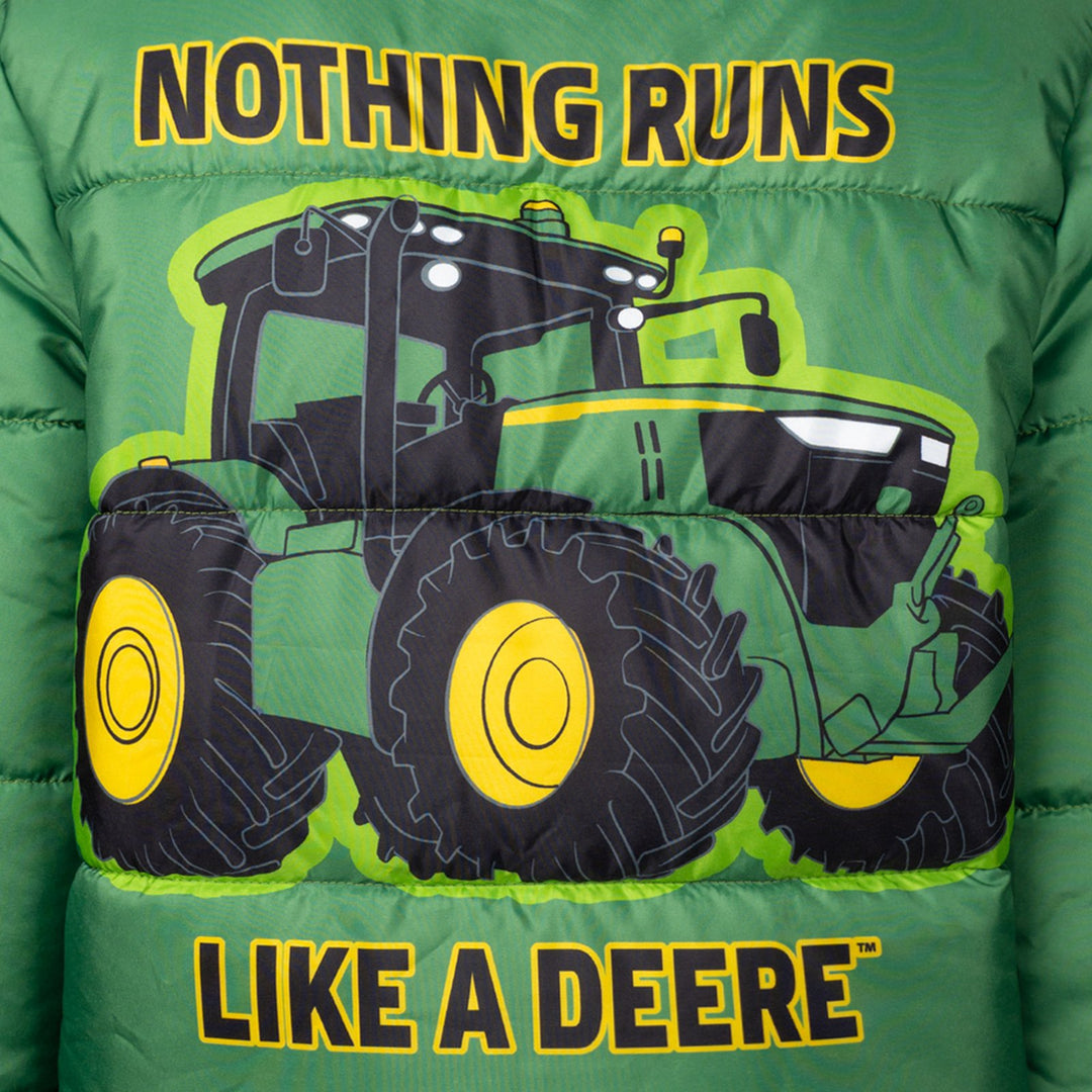 John Deere Boys' Quilted Hooded Puffer Jacket Chase Marshall Green