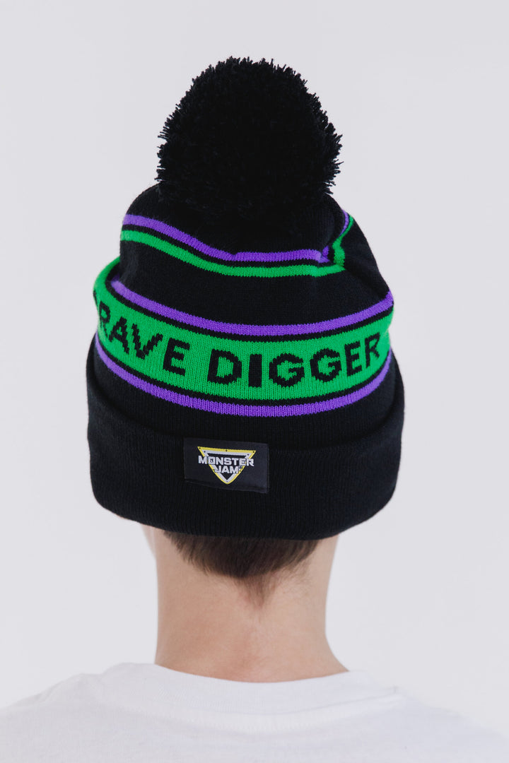 Monster Jam Grave Digger Matching Family Knit Beanie Hat Black