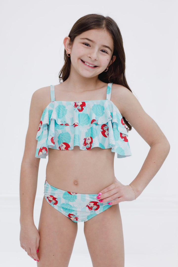 The Little Mermaid Princess Ariel Girls' Bathing Suit and Skirt Set Aqua Teal