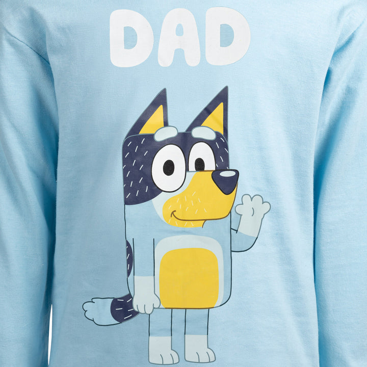 Bluey Bandit Dad Men's Cosplay Long Sleeve Tee Soft Blue