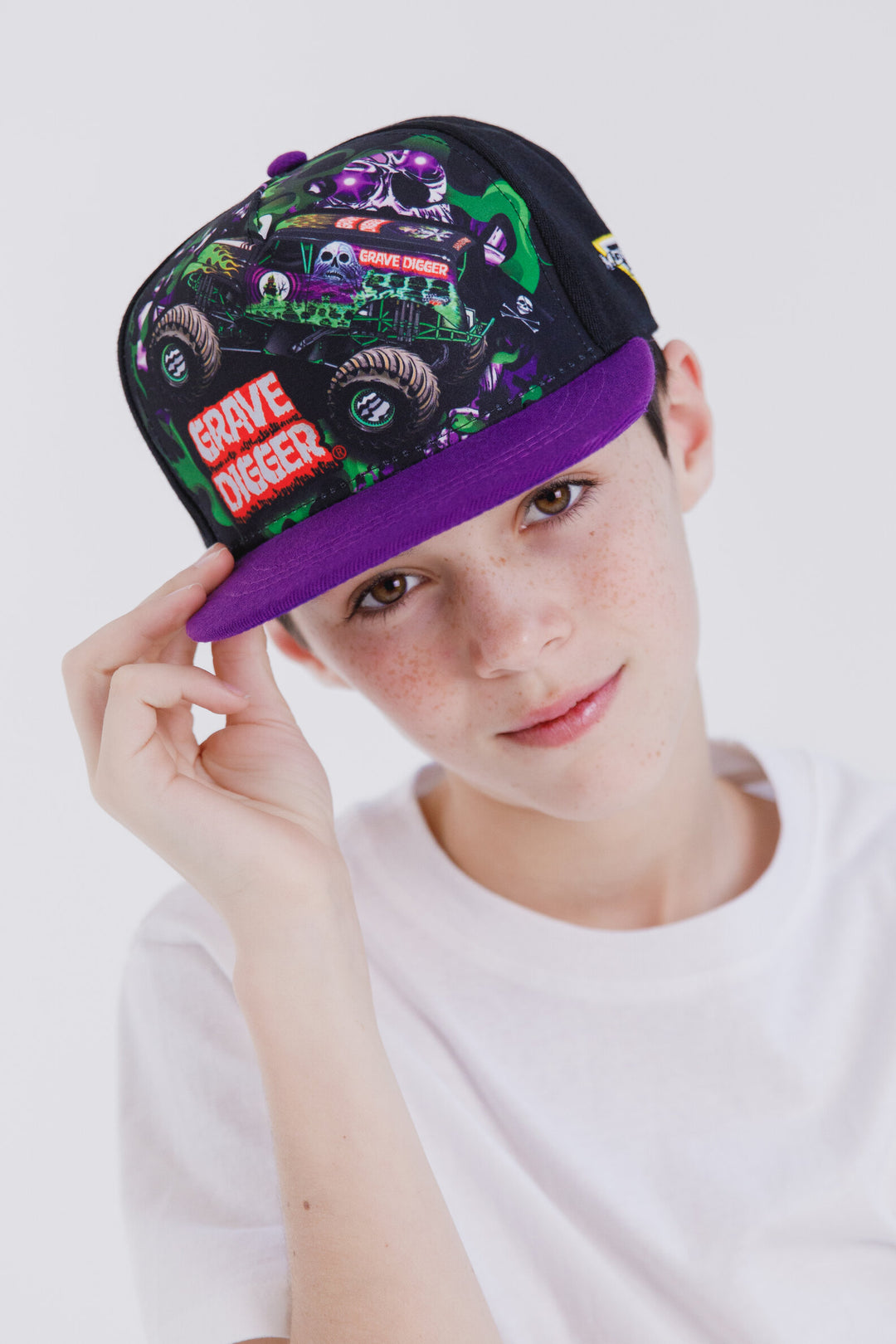 Monster Jam Grave Digger Boys' Strapback Baseball Cap Black