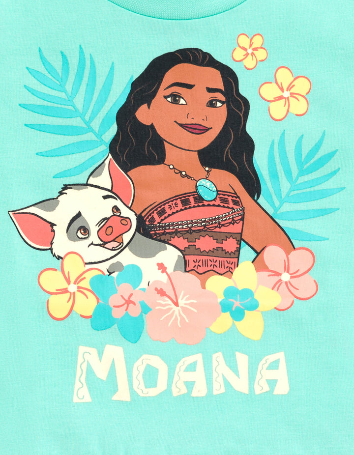 Moana Girls' 2-Piece T-Shirt and Bike Shorts Set Mint Pua