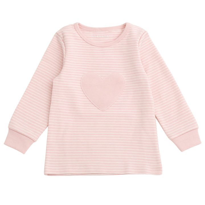 Cozeeme Girls' 2-Piece Tee and Pants Set Pink White Stripe