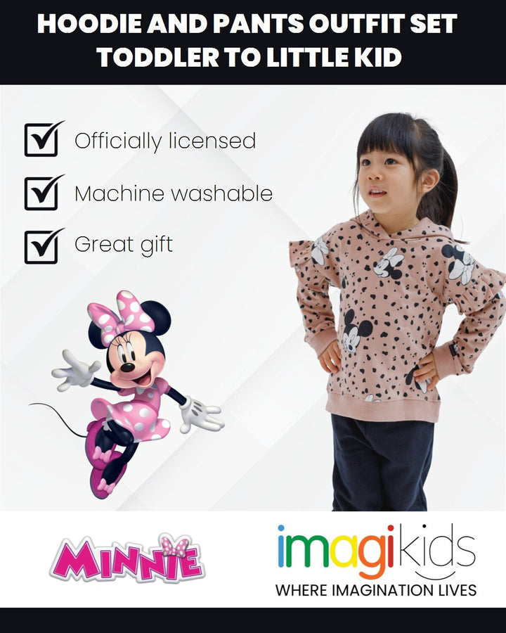Minnie Mouse Girls' 2-Piece Fleece Hoodie and Pants Set Pink Mickey