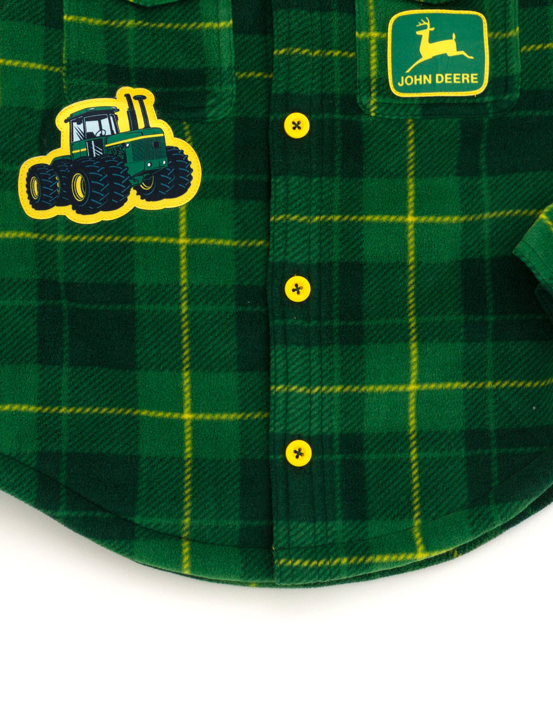 John Deere Boys' Fleece Lined Shacket Green Yellow Plaid