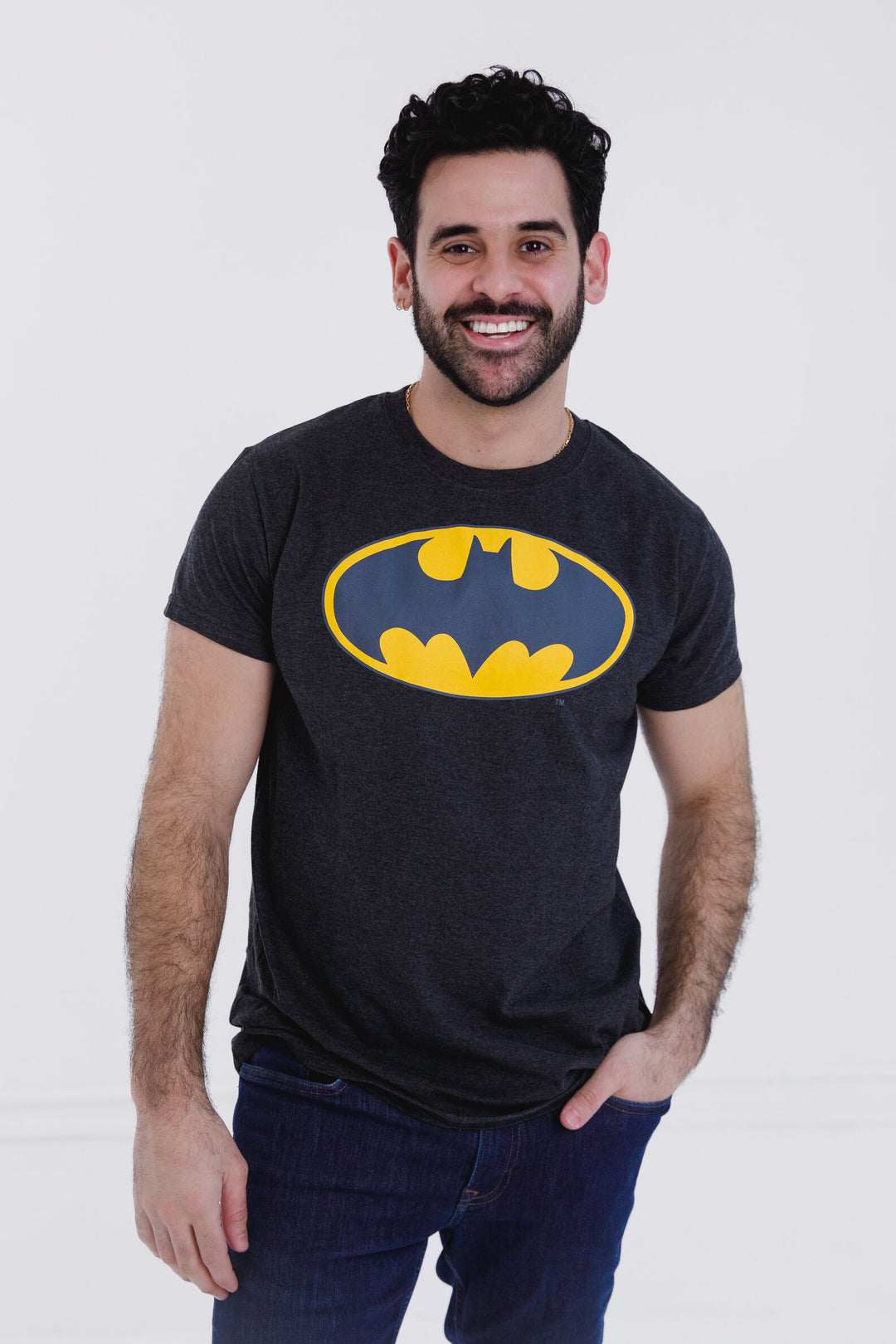 DC Comics Justice League Batman Men's Cosplay T-Shirt Charcoal