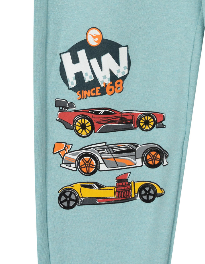 Hot Wheels Boys' Fleece 2-Piece Sweatshirt and Pants Set Seafoam