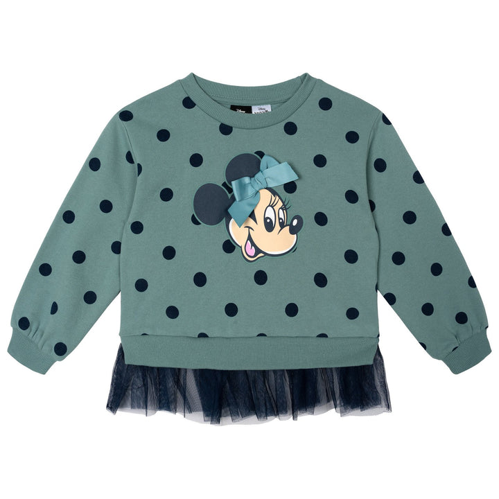 Minnie Mouse Girls' Fleece Sweatshirt and Tulle Leggings Set Polka Teal