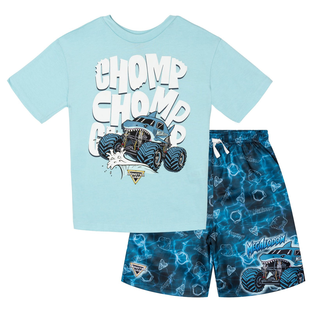 Monster Jam Megalodon Boys' Graphic T-Shirt and Shorts Set Blue