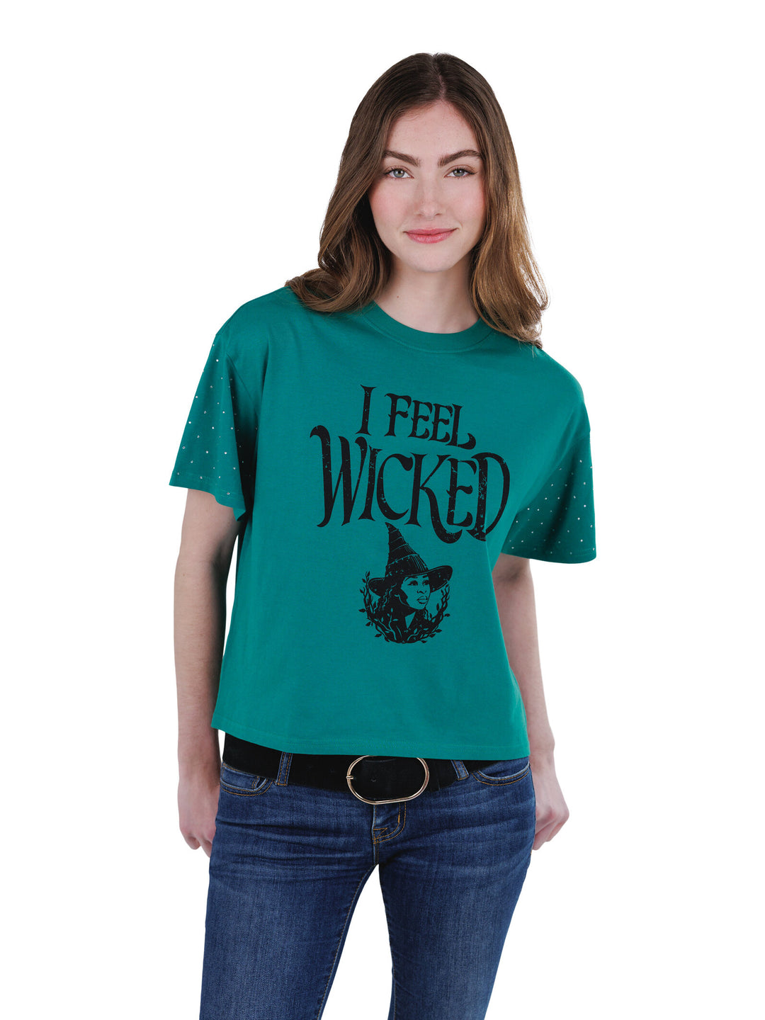 Wicked Elphaba Women's Cropped Drop Shoulder T-Shirt Ivy Green