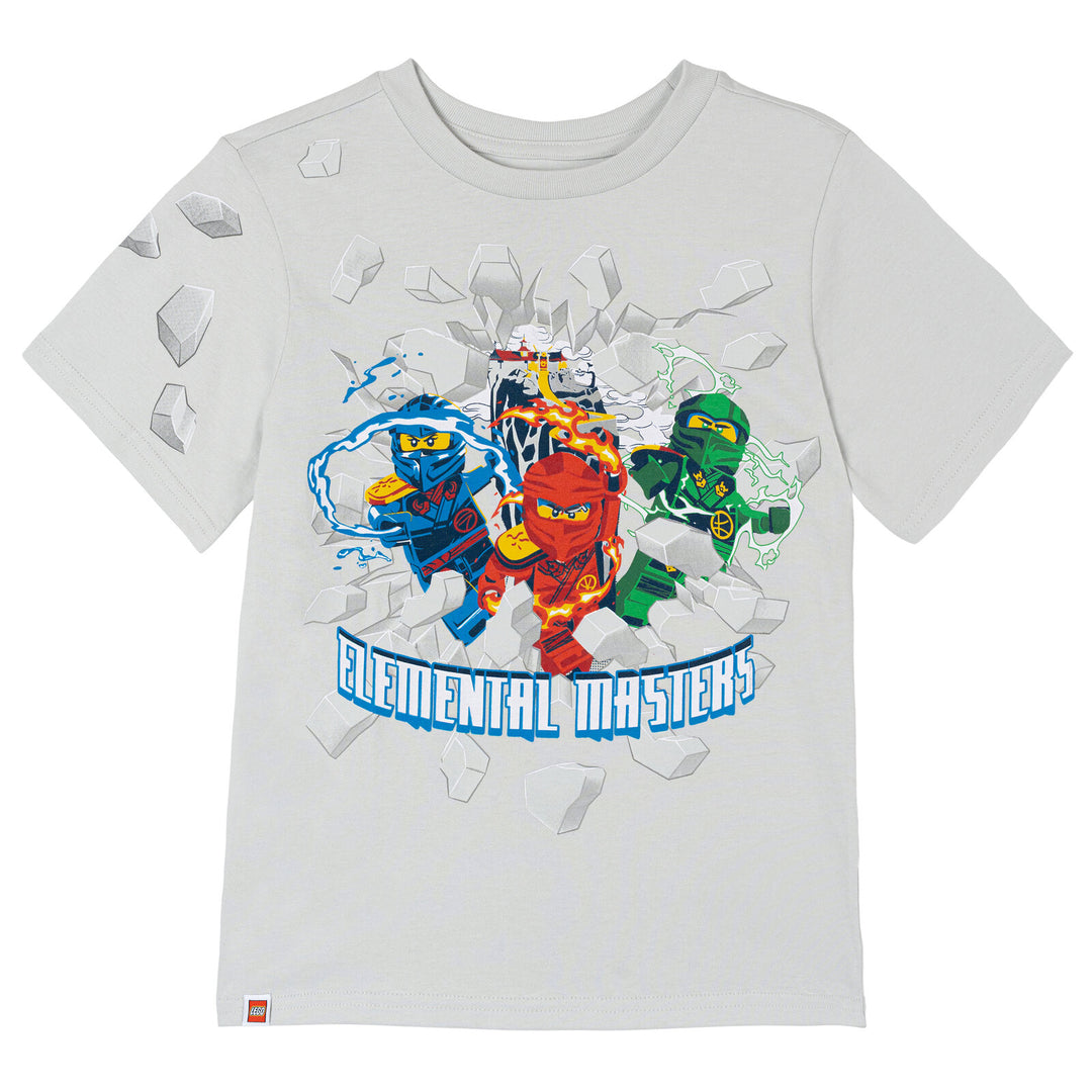 LEGO Ninjago Boys' Short Sleeve T-Shirt Grey Elemental Ninjas