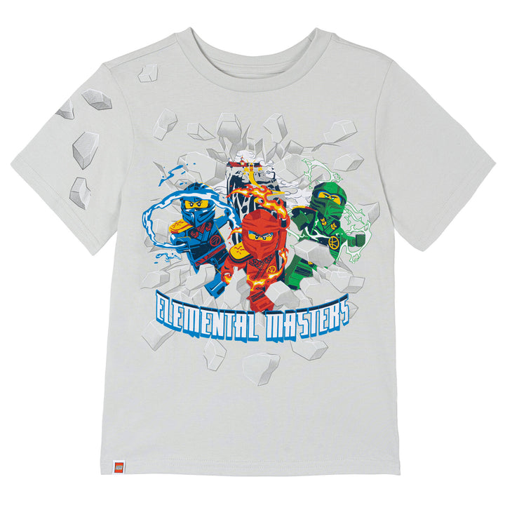 LEGO Ninjago Boys' Short Sleeve T-Shirt Grey Elemental Ninjas